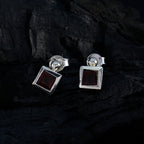 Garnet-French-Xiu-Solitaire-Stud-Red-Sterling-Silver-Earring