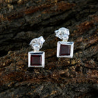 Garnet-French-Xiu-Solitaire-Stud-Red-Sterling-Silver-Earring