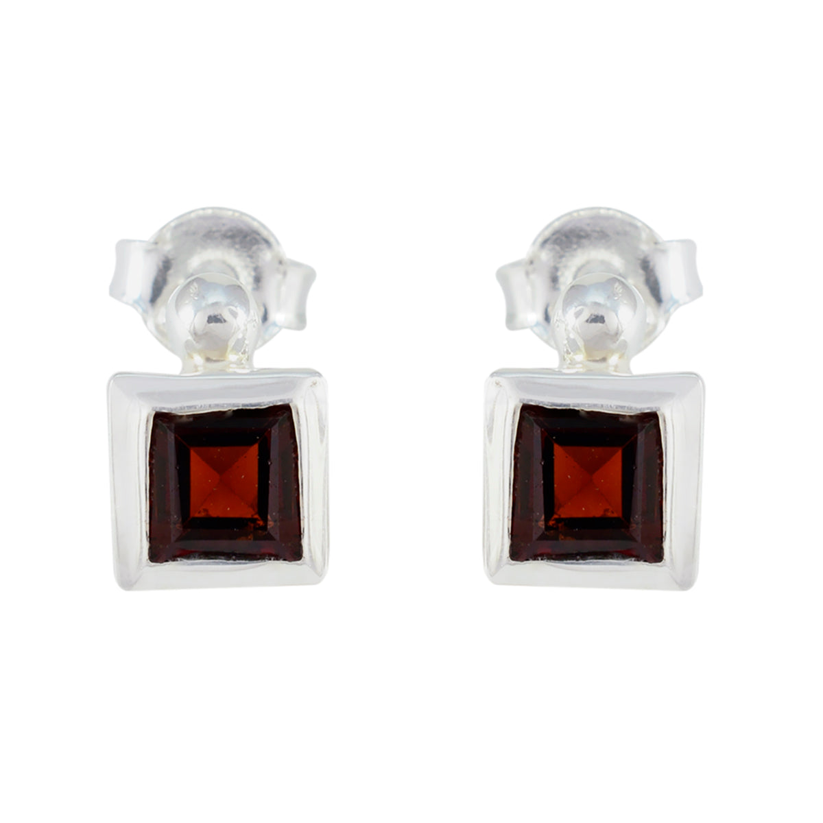 Garnet-French-Xiu-Solitaire-Stud-Red-Sterling-Silver-Earring