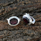 Garnet-Russian-Yuki-Solitaire-Stud-Red-Silver-Earring