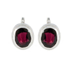 Garnet-Russian-Yuki-Solitaire-Stud-Red-Silver-Earring