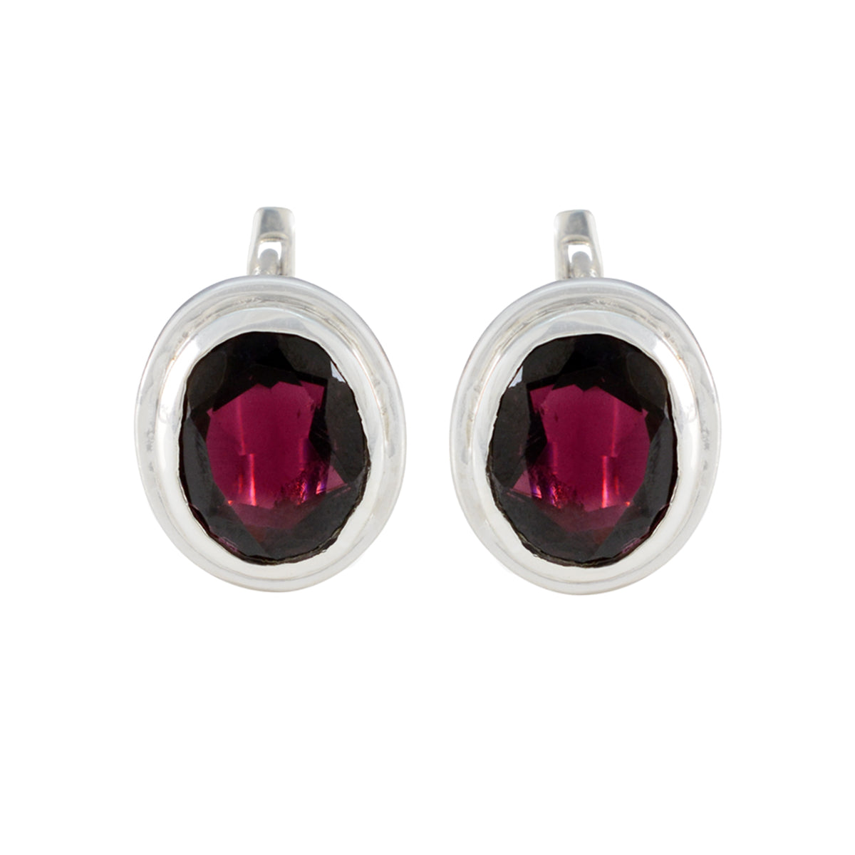 Garnet-Russian-Yuki-Solitaire-Stud-Red-Silver-Earring