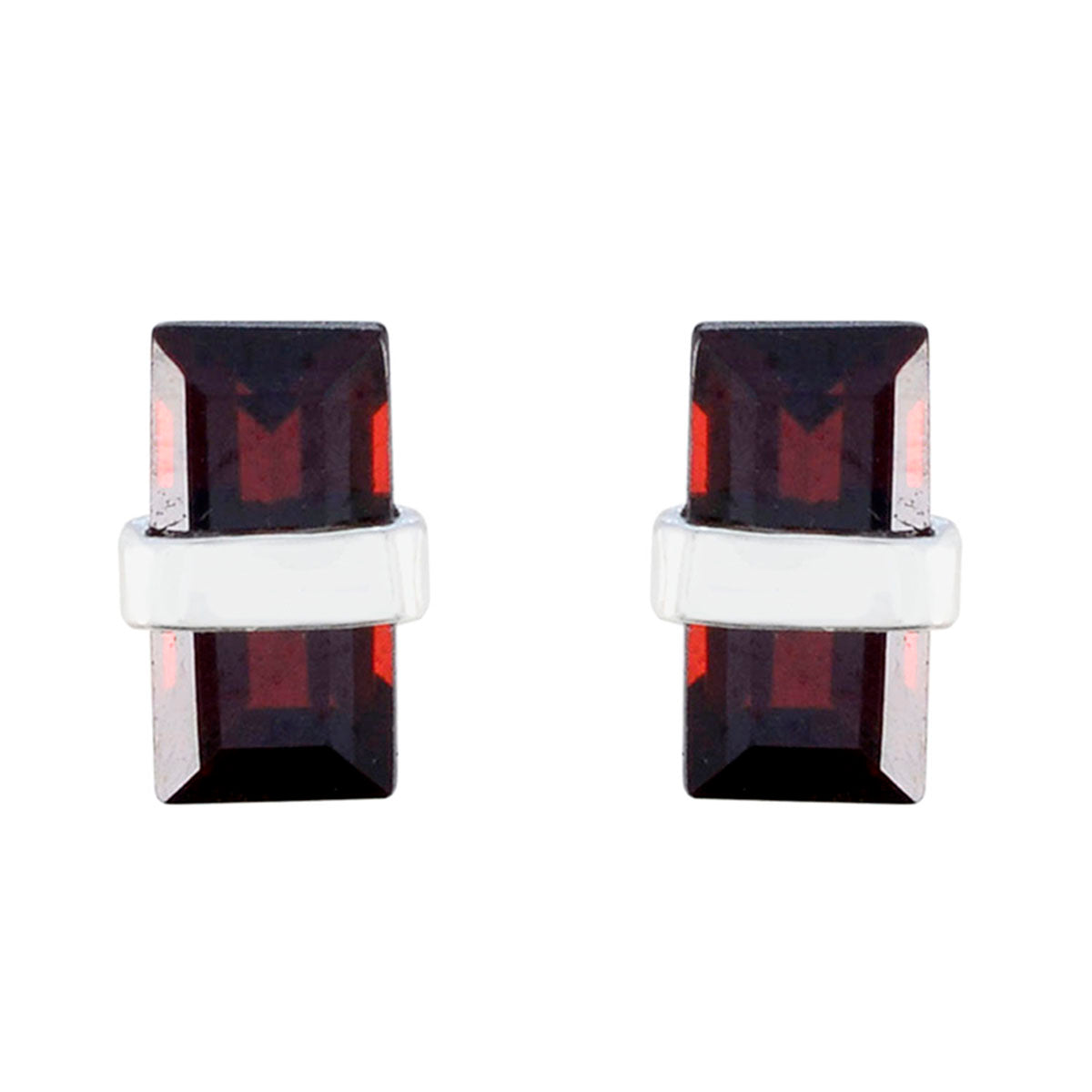 Garnet-Egyptian-Agustina-Solitaire-Stud-Red-Silver-Earring
