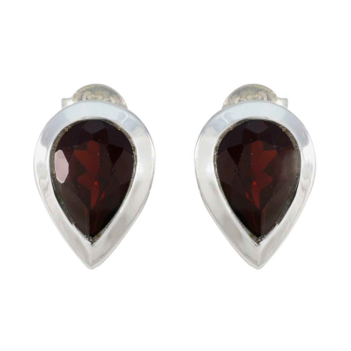 Garnet-German-Lucia-Solitaire-Stud-Red-92.5-Silver-Earring Imagen principal del producto