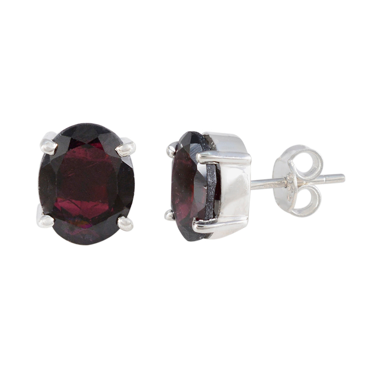 Garnet-American-Milagros-Solitaire-Stud-Red-Sterling-Silver-Earring