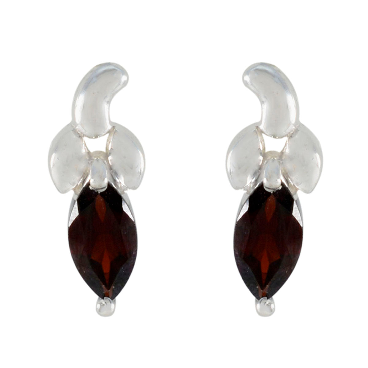 Garnet-Spanish-Renata-Solitaire-Stud-Red-Sterling-Silver-Earring Hoofdafbeelding