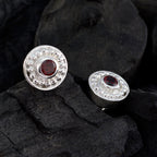 Garnet-Mexican-Emi-Solitaire-Stud-Red-92.5-Silver-Earring