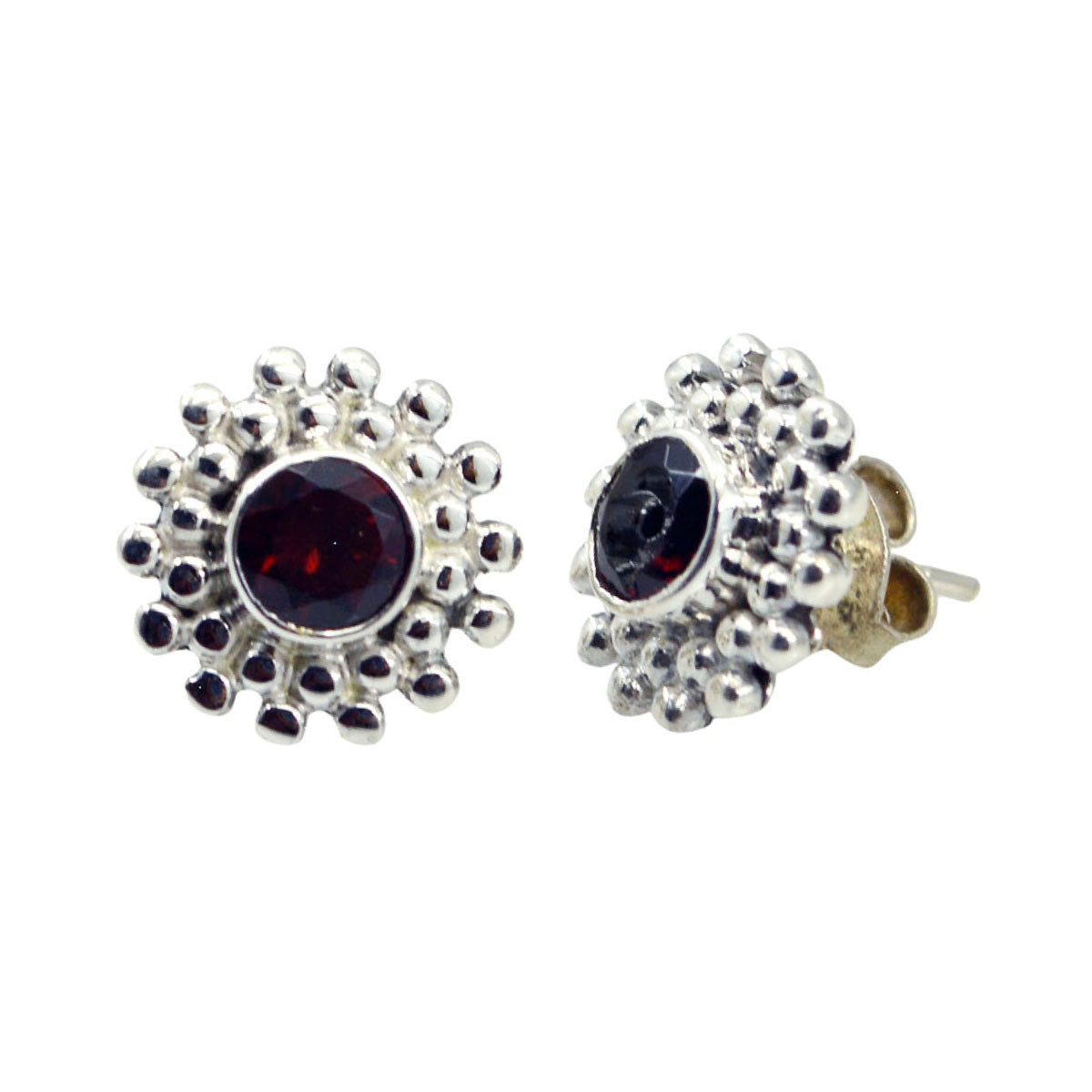 Garnet-Australian-Eun-ji-Solitaire-Stud-Red-925-Sterling-Silver-Earring Huvudsaklig produktbild