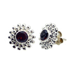 Garnet-Australian-Eun-ji-Solitaire-Stud-Red-925-Sterling-Silver-Earring