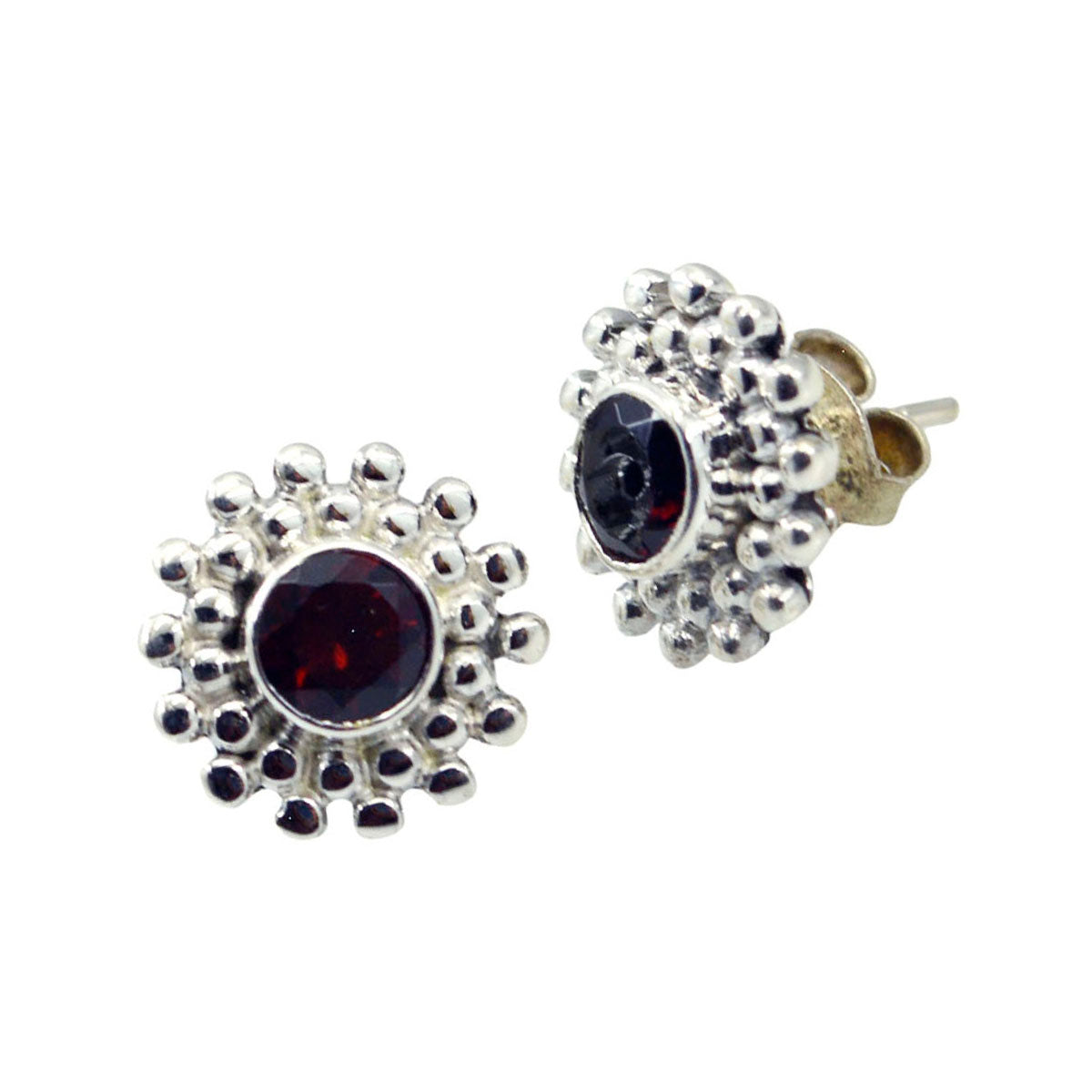 Garnet-Australian-Eun-ji-Solitaire-Stud-Red-925-Sterling-Silver-Earring