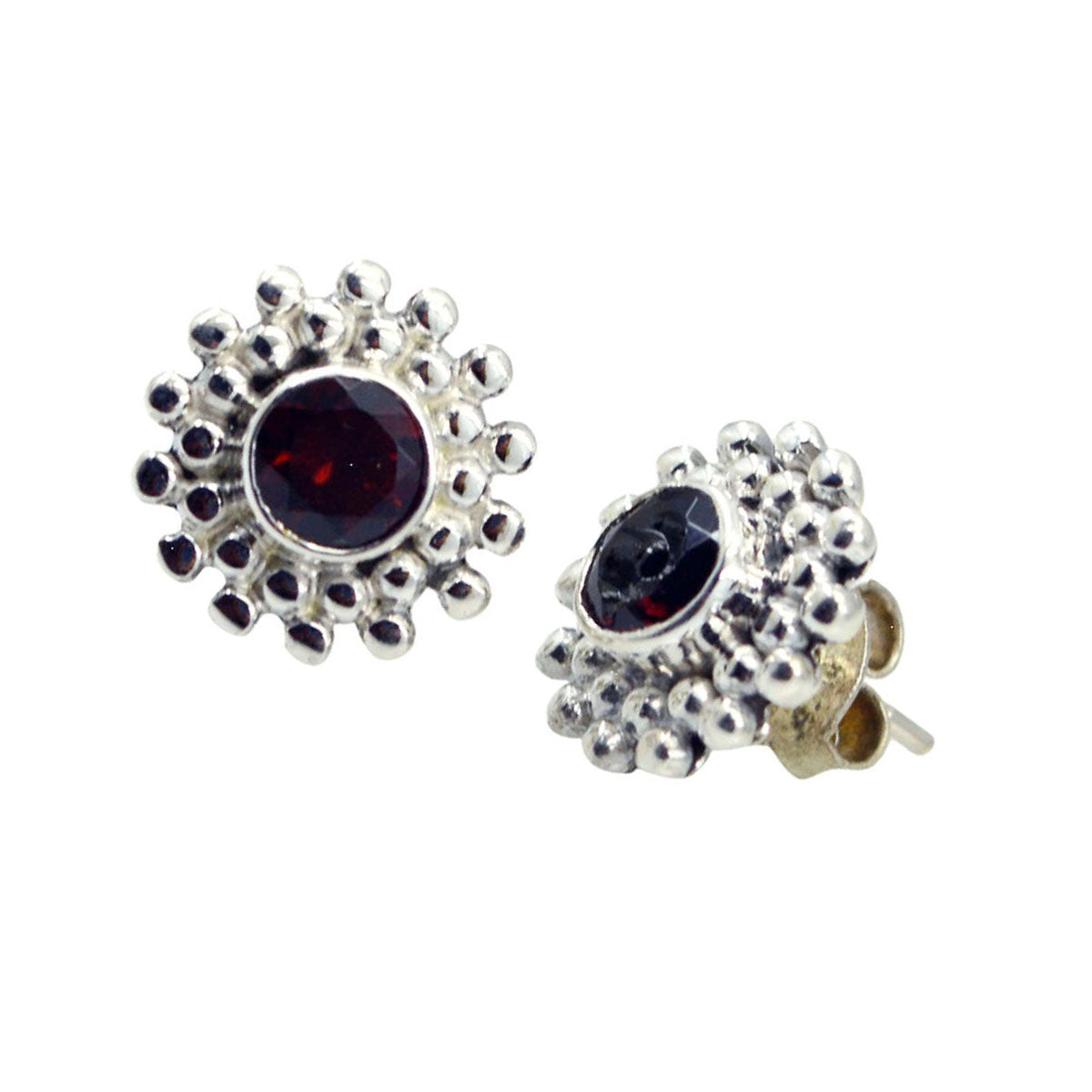 Garnet-Australian-Eun-ji-Solitaire-Stud-Red-925-Sterling-Silver-Earring