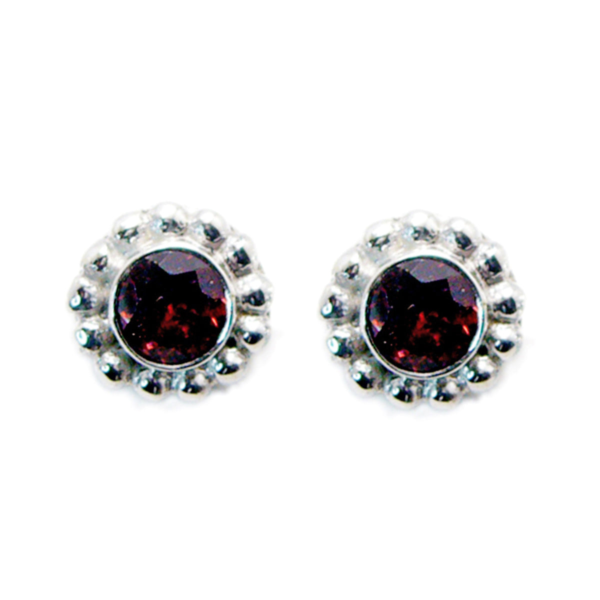 Garnet-Spanish-Ha-eun-Solitaire-Stud-Red-Silver-Earring Imagen principal del producto