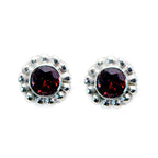 Garnet-Spanish-Ha-eun-Solitaire-Stud-Red-Silver-Earring