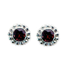 Garnet-Spanish-Ha-eun-Solitaire-Stud-Red-Silver-Earring