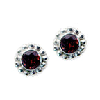 Garnet-Spanish-Ha-eun-Solitaire-Stud-Red-Silver-Earring