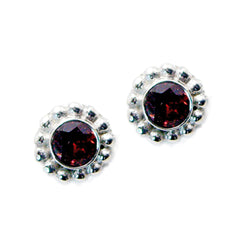 Garnet-Spanish-Ha-eun-Solitaire-Stud-Red-Silver-Earring
