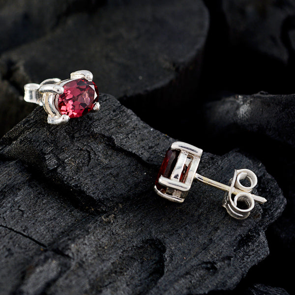 Garnet-Mexican-Bianca-Solitaire-Stud-Red-925-Sterling-Silver-Earring