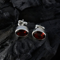 Garnet-German-Autumn-Solitaire-Stud-Red-Sterling-Silver-Earring