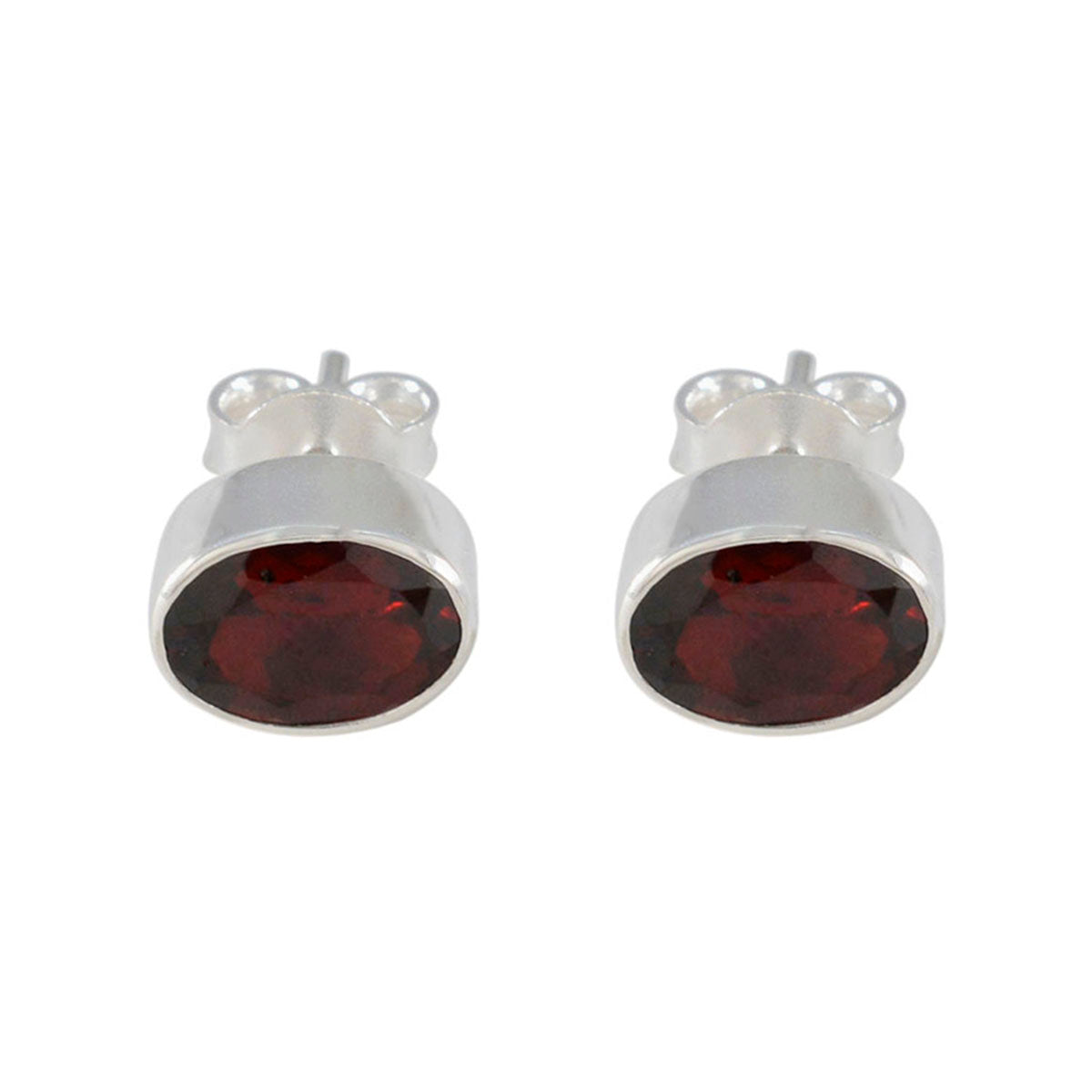 Garnet-German-Autumn-Solitaire-Stud-Red-Sterling-Silver-Earring