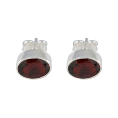Garnet-German-Autumn-Solitaire-Stud-Red-Sterling-Silver-Earring