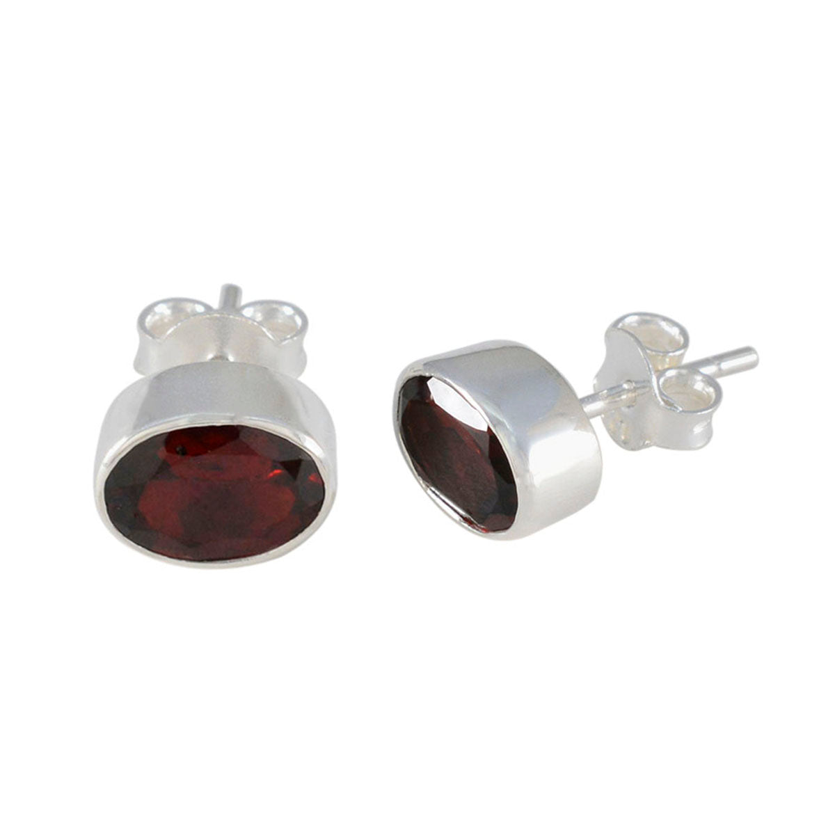 Garnet-German-Autumn-Solitaire-Stud-Red-Sterling-Silver-Earring