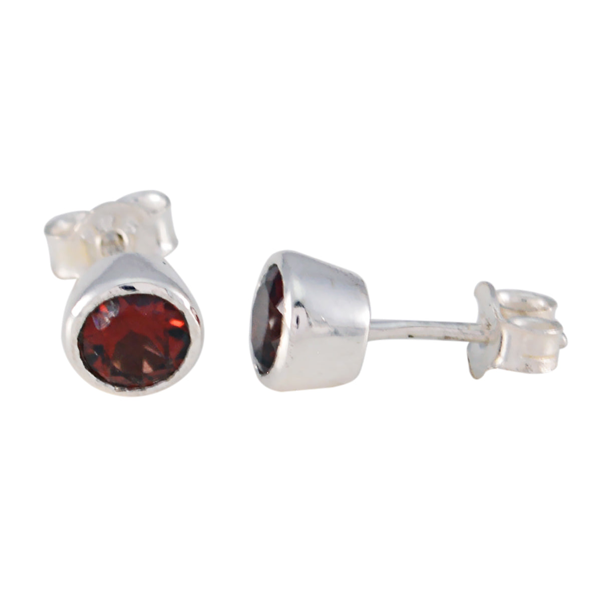 Garnet-German-Hina-Solitaire-Stud-Red-925-Sterling-Silver-Earring