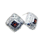 Garnet-Latin-American-Dayana-Solitaire-Stud-Red-Silver-Earring