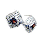Garnet-Latin-American-Dayana-Solitaire-Stud-Red-Silver-Earring
