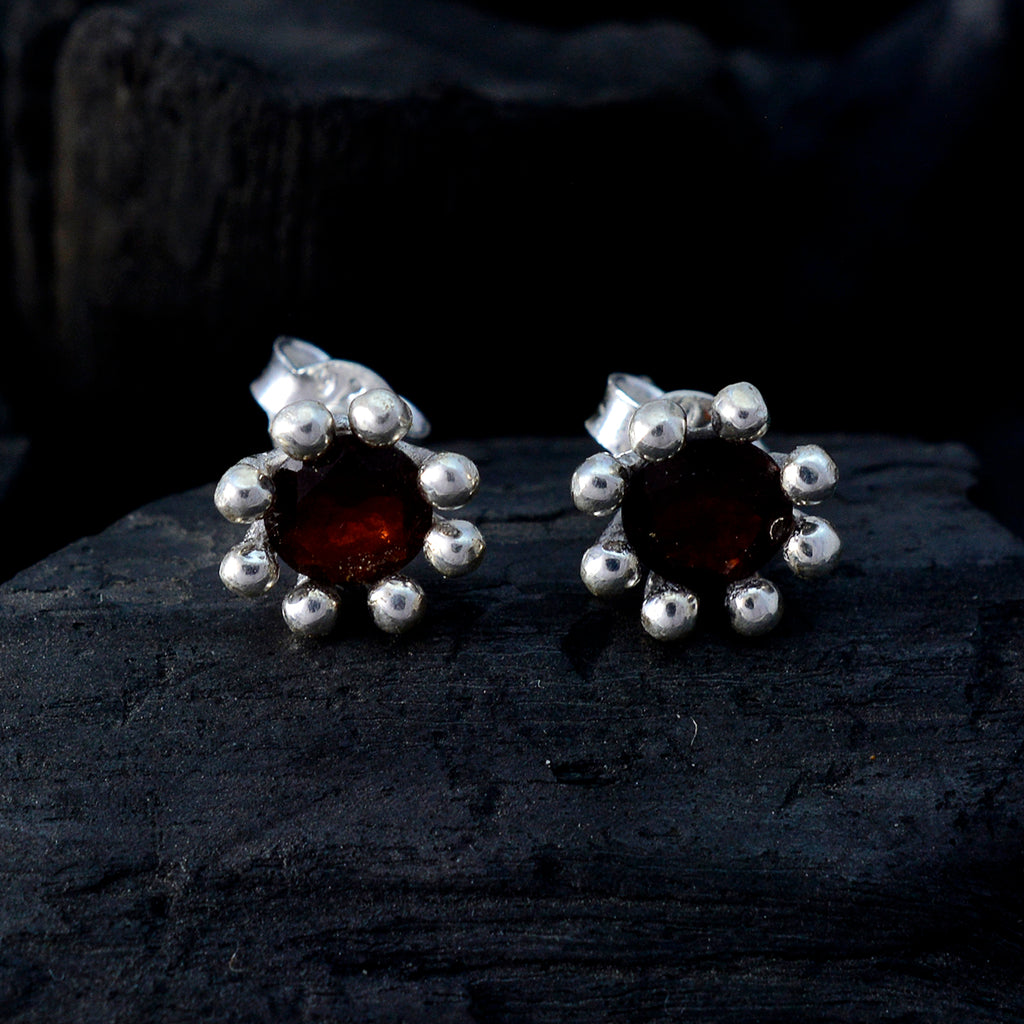 Garnet-Turkish-Gabriela-Solitaire-Stud-Red-92.5-Silver-Earring