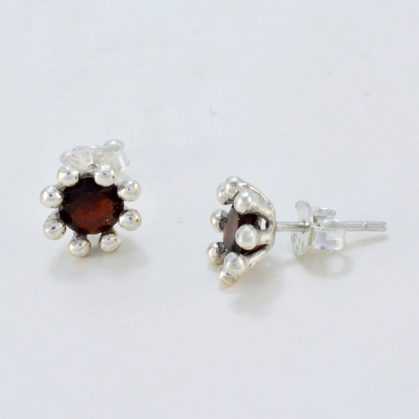 Garnet-Turkish-Gabriela-Solitaire-Stud-Red-92.5-Silver-Earring