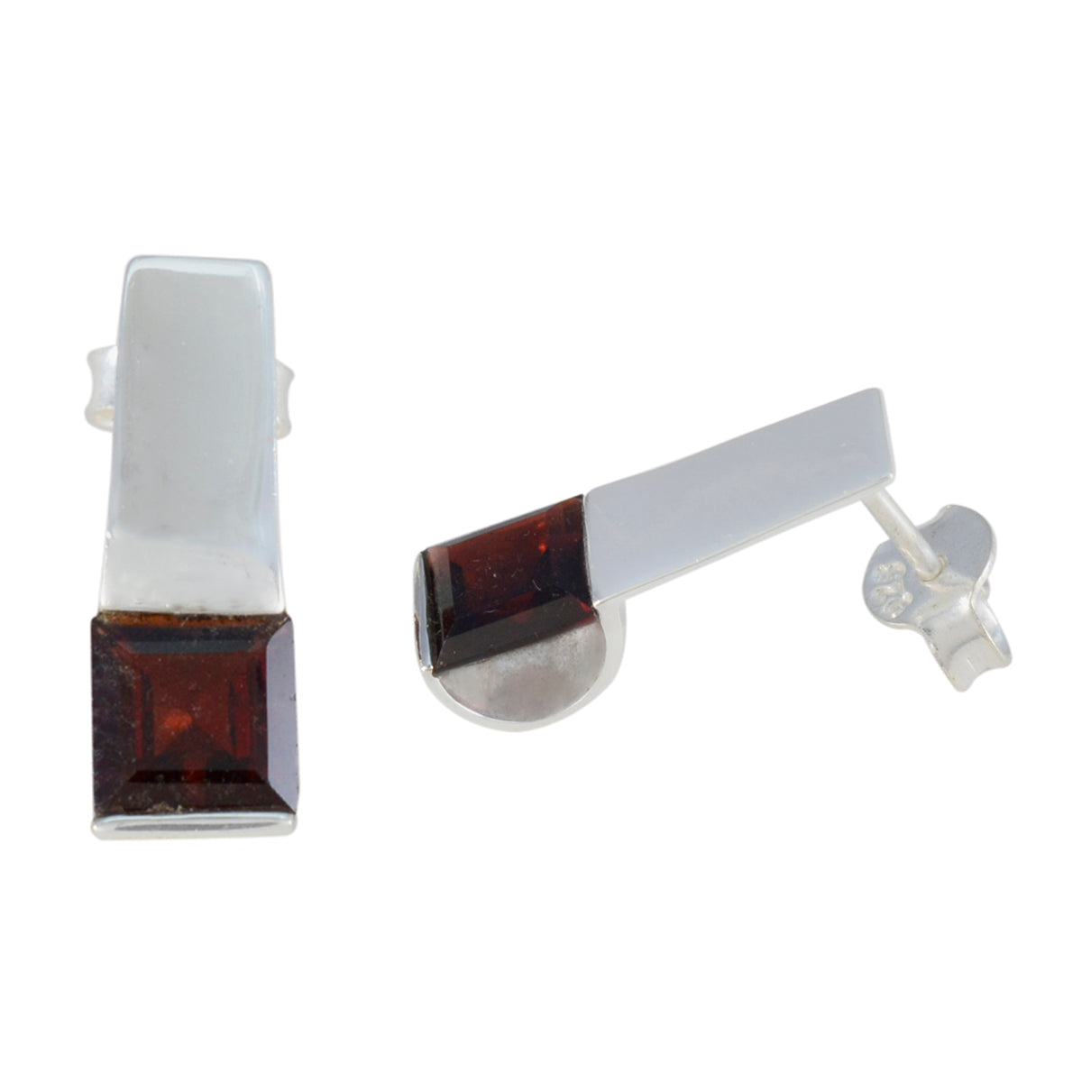 Orecchino solitario in argento sterling rosso con granato australiano Lea Immagine secondaria del prodotto