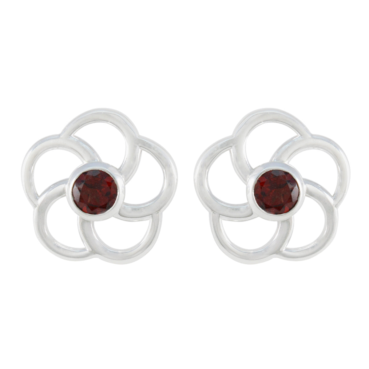 Garnet-Japanese-Mila-Solitaire-Stud-Red-925-Silver-Earring Immagine principale del prodotto