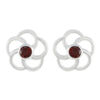 Garnet-Japanese-Mila-Solitaire-Stud-Red-925-Silver-Earring