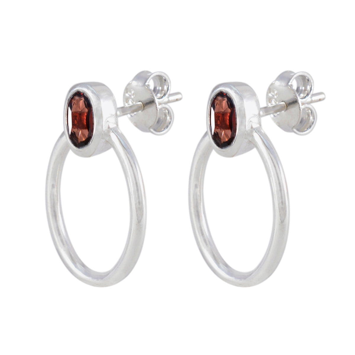 Granaat Spaanse Pauline Solitaire Stud Rood 92,5 Zilveren Oorbel Secundaire afbeelding