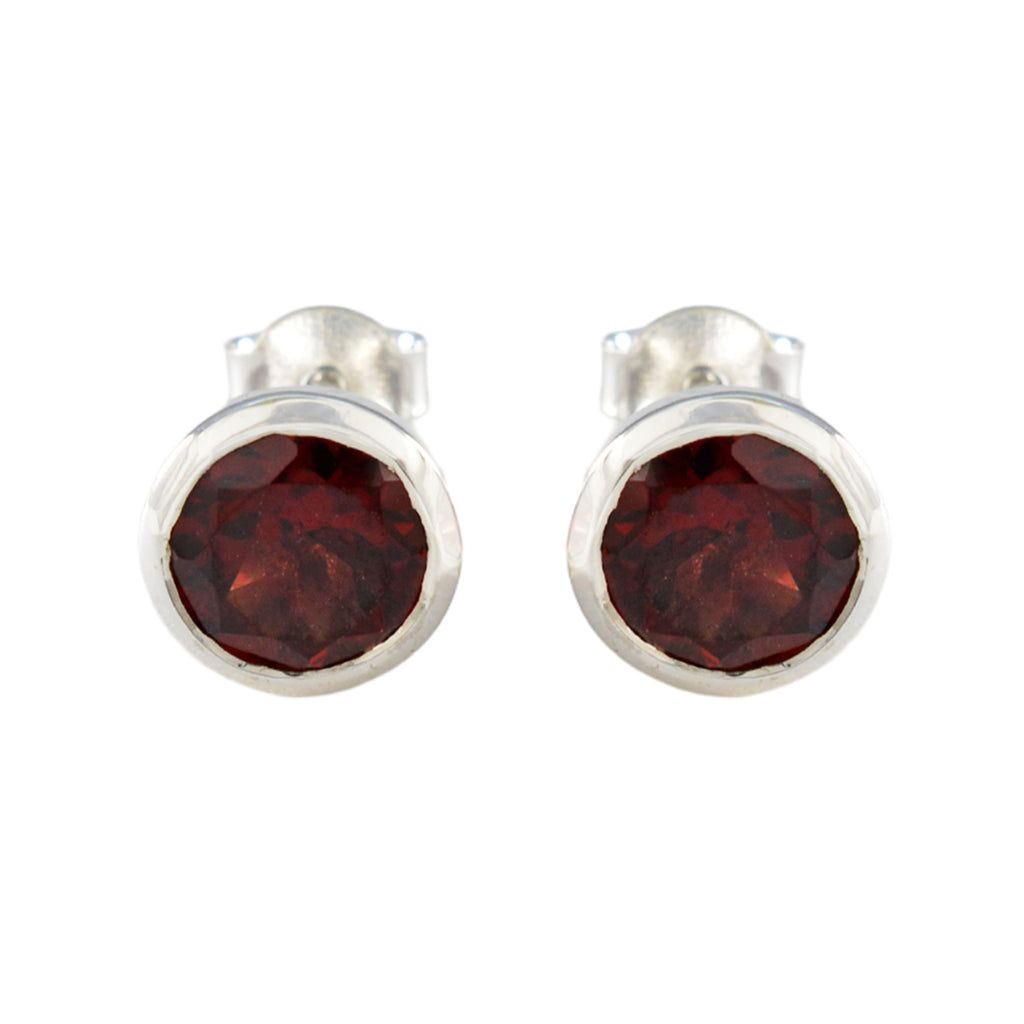 Garnet-American-Lourdes-Solitaire-Stud-Red-925-Sterling-Silver-Earring