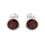 Garnet-American-Lourdes-Solitaire-Stud-Red-925-Sterling-Silver-Earring