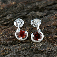 Garnet-Turkish-Carolina-Solitaire-Stud-Red-925-Silver-Earring