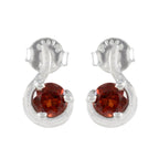 Garnet-Turkish-Carolina-Solitaire-Stud-Red-925-Silver-Earring