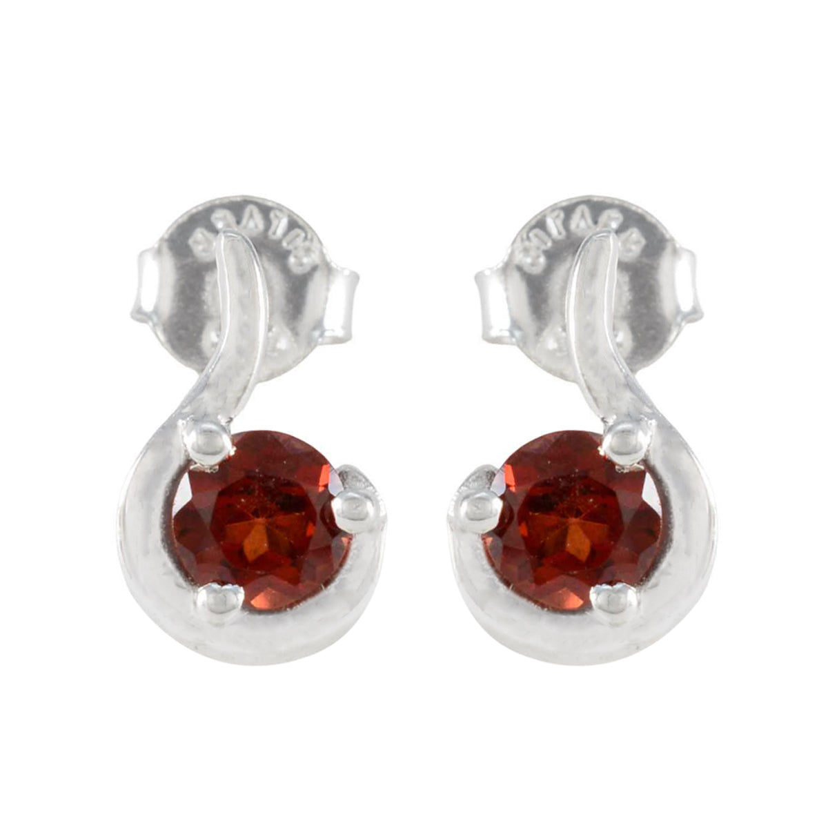 Garnet-Turkish-Carolina-Solitaire-Stud-Red-925-Silver-Earring