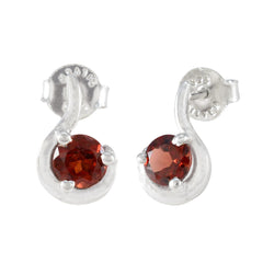 Garnet-Turkish-Carolina-Solitaire-Stud-Red-925-Silver-Earring