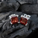 Garnet-American-Aikoo-Solitaire-Stud-Red-Sterling-Silver-Earring
