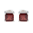 Garnet-American-Aikoo-Solitaire-Stud-Red-Sterling-Silver-Earring
