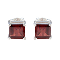 Garnet-American-Aikoo-Solitaire-Stud-Red-Sterling-Silver-Earring