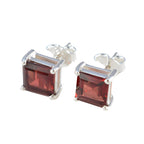 Garnet-American-Aikoo-Solitaire-Stud-Red-Sterling-Silver-Earring