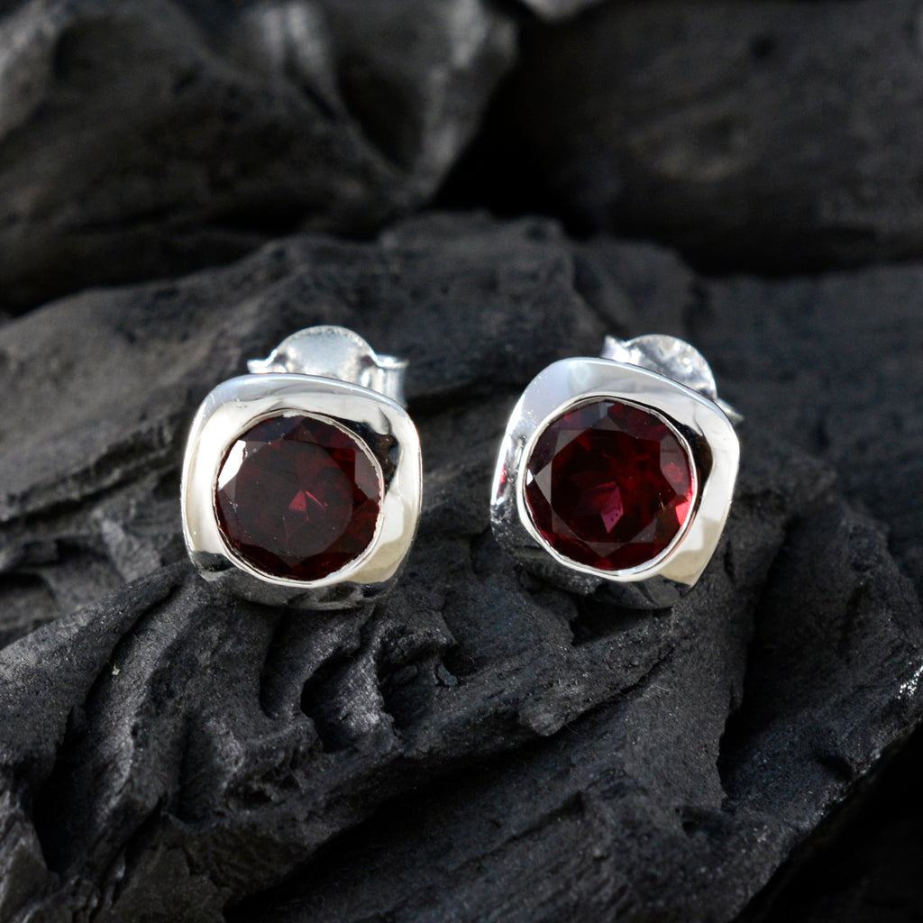 Garnet-American-Meii-Solitaire-Stud-Red-92.5-Silver-Earring