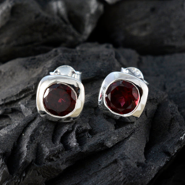 Garnet-American-Meii-Solitaire-Stud-Red-92.5-Silver-Earring