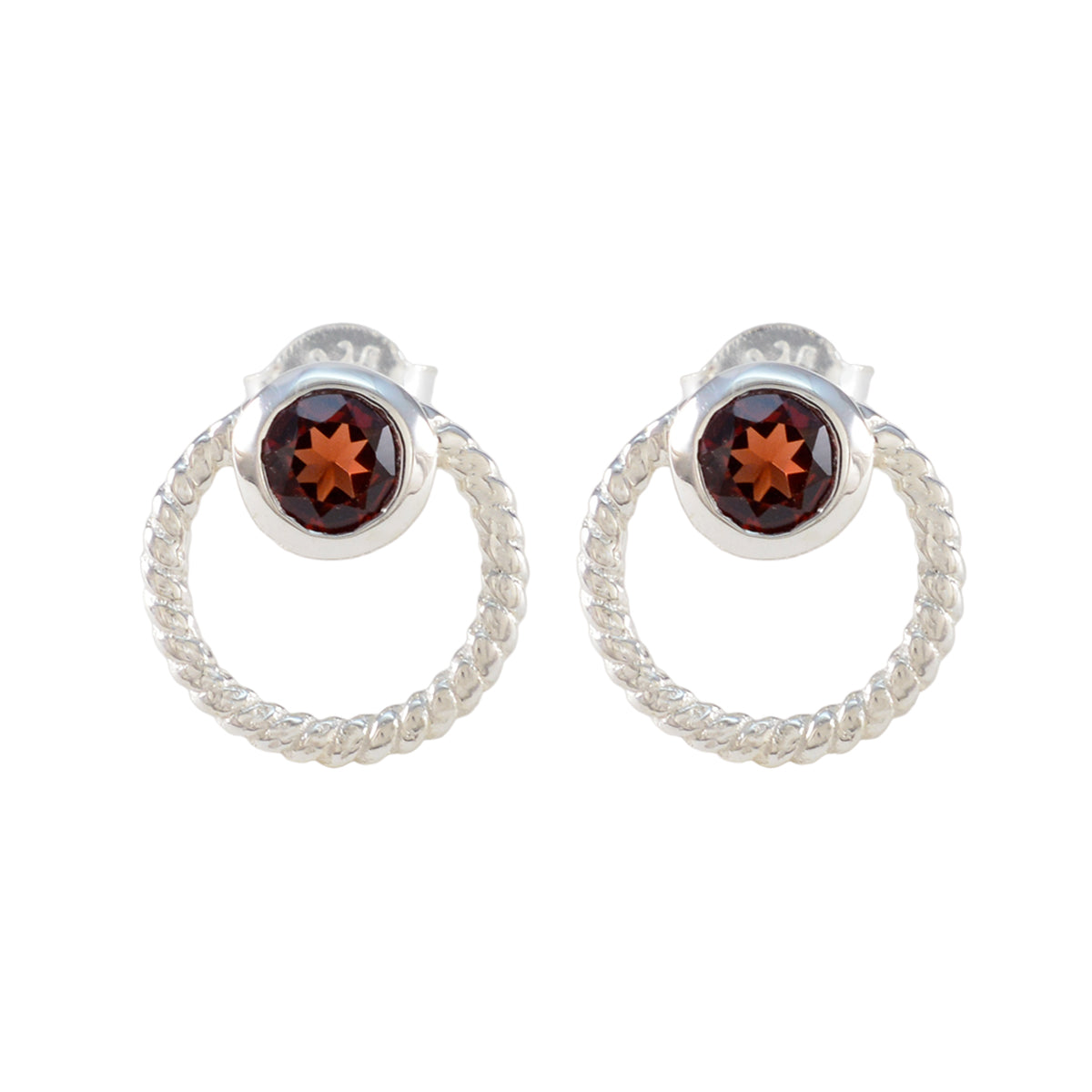 Garnet-Middle-Eastern-Fernanda-Solitaire-Stud-Red-Sterling-Silver-Earring