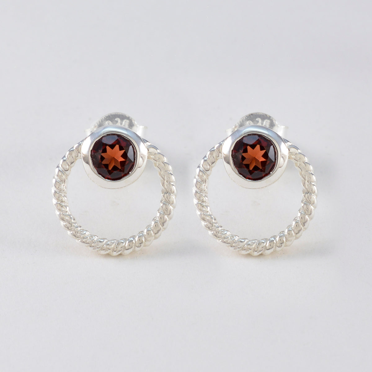 Garnet-Middle-Eastern-Fernanda-Solitaire-Stud-Red-Sterling-Silver-Earring