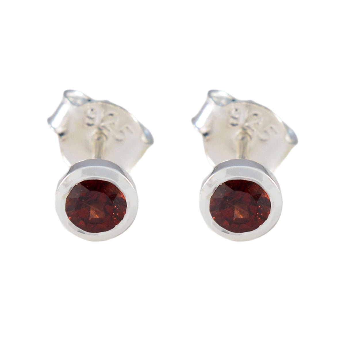 Garnet-American-Micaela-Solitaire-Stud-Red-Sterling-Silver-Earring Huvudsaklig produktbild