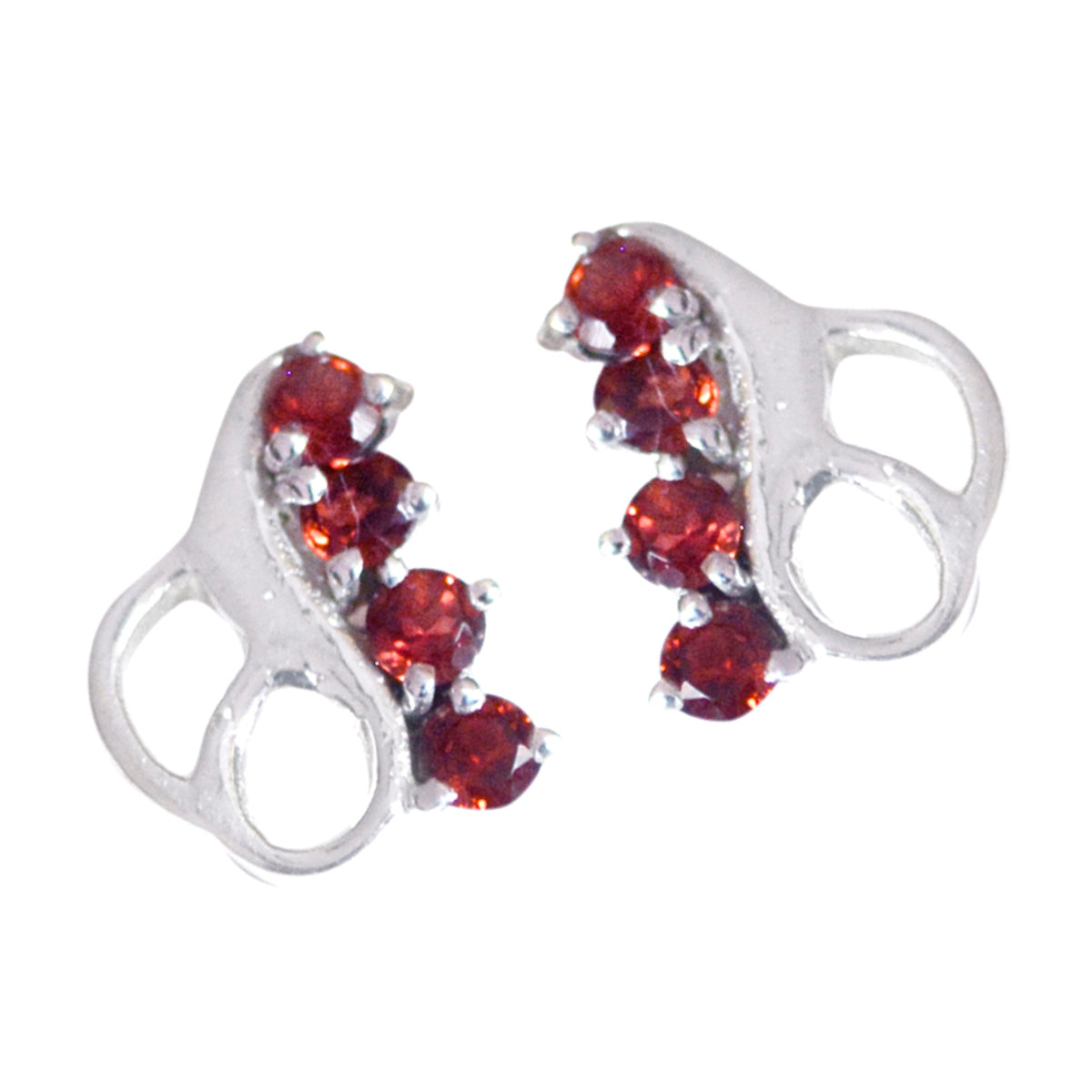 Orecchino multiplo in argento sterling 925 rosso con granato africano Hua Immagine secondaria del prodotto